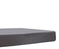 Blanc des Vosges Uni Jersey Drap housse extensible Coton Anthracite 180 x 200 Ã 200x220 cm