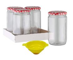 Viva Haushaltswaren Lot de 4 bocaux à 720 ML/fraîcheur, Verres avec Fermeture à vis, avec Entonnoir de