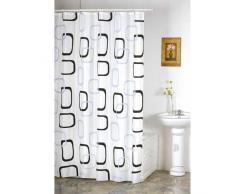 MSV 140241 Rideau de Douche Polyester + PolypropylÃ¨ne CarrÃ©/Blanc 180 x 200 x 0,1 cm - 12 anneaux inclus