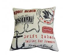 AM Home Oreiller, Coton, White/Red/Navy, 12,7 x 50,8 x 50,8 cm