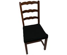 Comptoir du Linge dpolchbnoir Housse de Galette de Chaise ElastiquÃ© Polo Bi-Extensible Coton/Polyester/ElastomÃ¨re Noir 65 x 45 cm