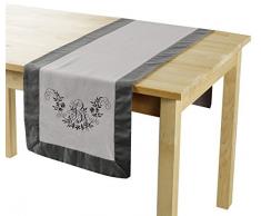 charme & douceur chemin de table 40x140cm polyester bonheur taupe/anthracite