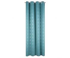 Eurofirany Blackout Rideaux occultants Ã 8 Åillets Aspect Ã©lÃ©gant uni Salon Chambre Ã Coucher Turquoise + argentÃ© 135 x 250 cm