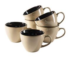 MÃ¤ser 931464 SÃ©rie Scuro Lot de tasses Ã cappuccino/cafÃ© au lait en cÃ©ramique, avec soucoupes, pour 6 personnes, 450 ml, grÃ¨s, GrÃ¨s, 6 piÃ¨ces beige, 45 cl