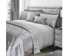 Sienna Parure de lit Simple en Velours à Paillettes 100 % Polyester Envers en Polycoton Gris argenté