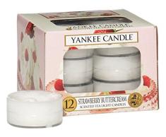 Yankee Candle Bougies Chauffe-Plat, Crème à la fraise, Lot de 12