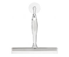 InterDesign Zia, Raclette pour salle de bains et douche, avec crochet ventousÃ© en plastique - Transparent / Acier inoxydable poli