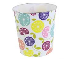 JVL Corbeille à Papier en Plastique Moderne ornée de Bandes, de Points, de Cercles, Fleurs, rétro, Multicolore, Plastique, Floral