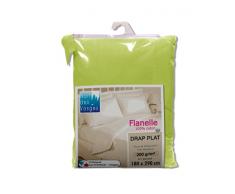 Nuit des Vosges 2073713 Caen Drap Plat Flanelle Unie/Coton Vert Pomme 180 x 290 cm