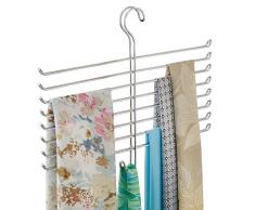 iDesign rangement suspendu à 8 tiges et 1 crochet, rangement foulard en métal pour ne plus froisser, porte écharpe, cravates et ceintures, argenté