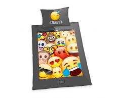 Herding SMILEYS Parure de Lit RÃ©versible, Housse de Couette 160 x 210 cm, Taie dOreiller 65 x 100 cm, Coton/RenforcÃ©
