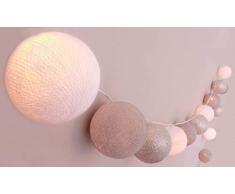 Guirlande lumineuse Ãdition argent, 20 boules de coton avec mode timer et mode veilleuse