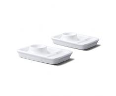 WM Bartleet & â¿Sons 1750 TSET93 Lot de 2 assiettes Ã Åufs en porcelaine avec repose-cuillÃ¨re Blanc