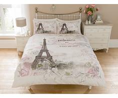 Sleep Down Paris Parure de lit rÃ©versible Motif Tour Eiffel, Coton Polyester, Multicolore, Simple
