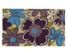 HMT Paillasson Coco - Fleurs Violettes 45x75cm, 100%, Beige, 80 x 150 cm