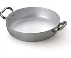 Pentole Agnelli Aluminium Professionnel 3 mm, Casserole avec Deux poignées 18 cm Argent