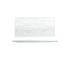 H&H 829130 Bamboo Lot de 6 assiettes rectangulaires, verre, 26 x 12 cm, recyclÃ©