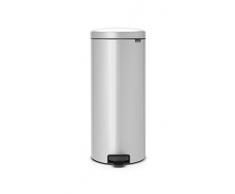 Brabantia 114465 Poubelle à Pédale Newicon avec Seau en Plastique, 30 L - Gris Métallique