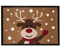 Hanse Home 103047Â Paillasson Design Paillasson Reindeer Renne, Polyamide, Marron, 40Â x 60Â x 0,7Â cm