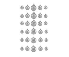 Thüringer Glasdesign A030-0468-1310 Décoration pour Sapin de Noël, Silber, 30-Teilig Uni