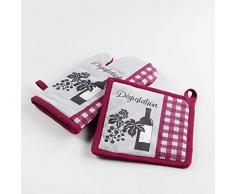 douceur dintÃ©rieur gant + manique 18x28cm/20x20cm coton grand cru bordeaux