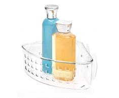 InterDesign Basic panier de douche de coin, valet de douche en plastique sans perÃ§age avec ventouses, transparent