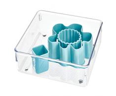 InterDesign Linus boite stockage pour tiroir, moyen bac plastique pour couverts et autres accessoires, transparent