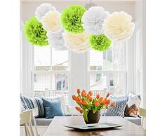A Liittle Tree 9/12 pcs Pompons en Papier de Soie à Suspendre Guirlande de fête de Mariage par (Eco Shade), 20,3 cm + 25,4 cm