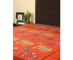 RAJRANG Feuille de lit Indien Décor Elephant Patchwork brodé Double Couvre-lit