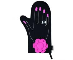 Kitchen Craft KCGLOVEFLOWER Gant de Cuisine, Coton, Noir/Rose, 9x12 cm