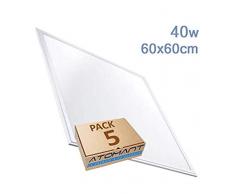 Pack 5x Panneau Led slim 60x60 cm, 40 W, Neutre Blanc (4500K). 3200 Vrais Lumens. Driver inclus. Toit modulaire Idone.