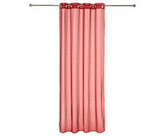 HomeMaison Voilage Ã Fines Rayures TissÃ©es, Polyester, Rouge, 240x140 cm