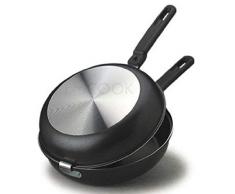 Pentole Agnelli Double poêle Compatible Four Aluminium Anti-adhésif avec poignées en bakélite 26 cm