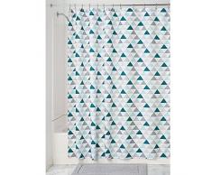 InterDesign Triangles rideau de douche, 183,0 cm x 183,0 cm rideau en polyester, rideau baignoire et douche à motif triangles, turquoise/menthe