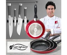 SAN ignacio pk344 set de utiles de cuisineâ¯: Couteaux et poêles, rouge