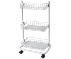 Gelco 709644 Desserte 3 Plateaux sur roulettes, Métal, Blanc, 77 x 46 x 23 cm