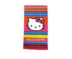 CTI Drap DE Plage 85X160 Hello Kitty Kim, 100% Coton, Rose Bleu Orange/Vert