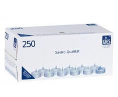 Gies 205-479000-10 Carton de 250 Bougies Chauffe-Plats avec coupelles métalliques t Durée de Combustion 8 Heures Blanc Diamètre 38 mm