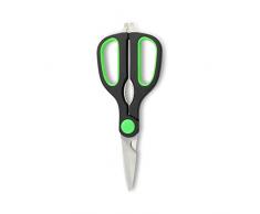 Grunwerg Ciseaux Multi-usages Ciseaux de Cuisine avec décapsuleur et Casse-Noix, Acier Inoxydable, Green, 21.5 x 9 x 1 cm