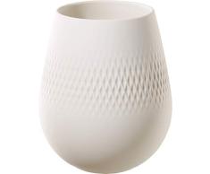 Villeroy & Boch Collier Blanc Grand vase Perle, décoration de table en porcelaine Premium de haute qualité, Porcelaine, Transparent, 12.5 x 12.5 x 14 cm