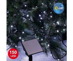 E=M6 5SOL113BC Guirlande Solaire 150 LED, Plastique, Blanc