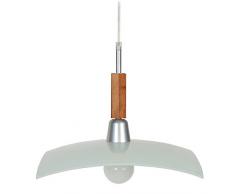 Tosel 14325 Suspension â Ymir, hêtre, Verre sérigraphe, E27, 100 W, Bois Noyer