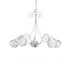 onli Lustre 5Â lumiÃ¨res en mÃ©tal brillant avec vitres blancs et transparents