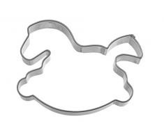 BLEX Halusky Cheval Ã Bascule en Forme en Acier Inoxydable Cookie Cutter, Fer Blanc, Argent, 1.5Â x 5.5Â x 4.7Â cm