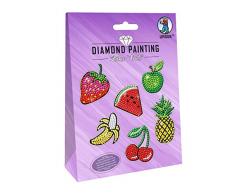 URSUS 43500004 Diamond Painting Fruits Lot de 2 planches dautocollants avec diamants Ã©tincelants 15 x 10 cm Motifs assortis Pierres Ã diamant, piquets, cire et coupelle Multicolore
