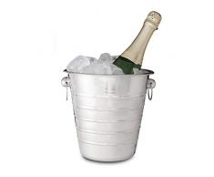 relaxdays 10020845 Champagne argenté avec poignées Seau à Bouteilles de vin INOX Bar Mariage diamètre 21,5 cm, 20,5 x 21,5 x