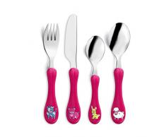 Amefa 1322VIT000A40 Enfant Service 4 pièces - Couverts enfants, Acier inoxydable/Manche Fushia, 4,5 x 4,5 x 18,5 cm