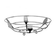 Premier Housewares Corbeille à fruits Design couverts Chrome 9 x 28 x 28 cm