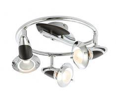 Spot métal chrome, bois sombre, D:300, H:180, excl. 3xE14 R50 40W 230V