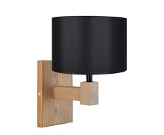 Tosel 31758 Applique 1 LumiÃ¨re, Bois hÃªtre, Tube Acier, Peinture epoxy, abaj Coton, E14, 40 W, Noir, 16 x 45 cm